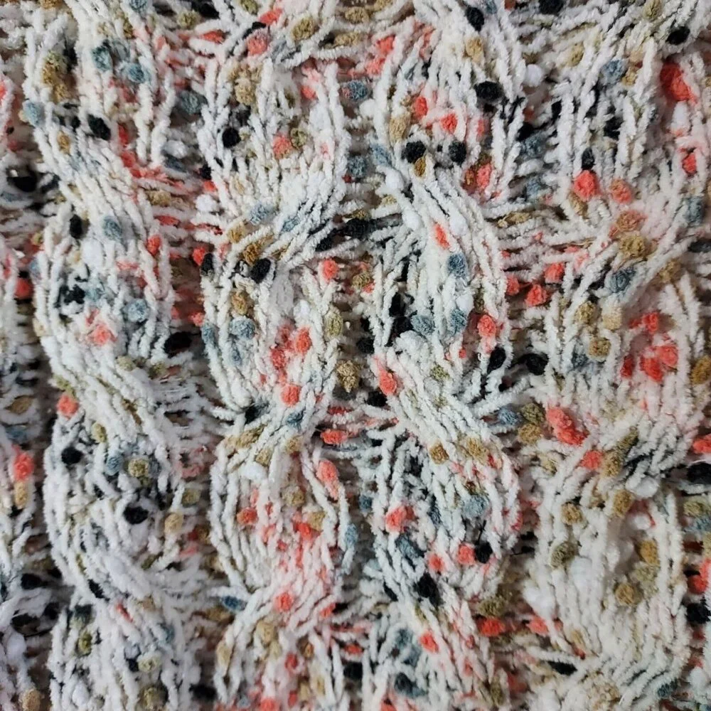 Jessica Simpson White Confetti Multi-Color Cropped Knit Sweater Ribbed Cuff Larg - Picture 13 of 14